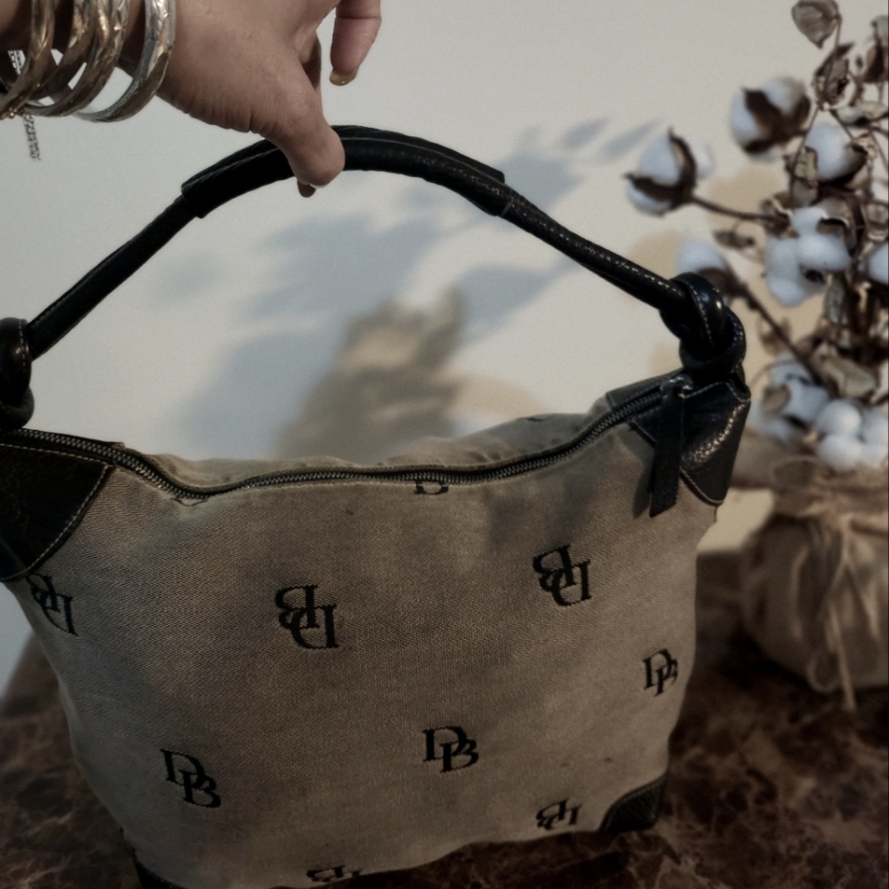 GUC Dooney and Bourke Monogram with Leather Trim Hobo Large size